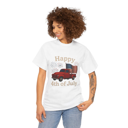 🚙 Happy 4th of July Truck Tee – Patriotic Vintage Pickup Shirt