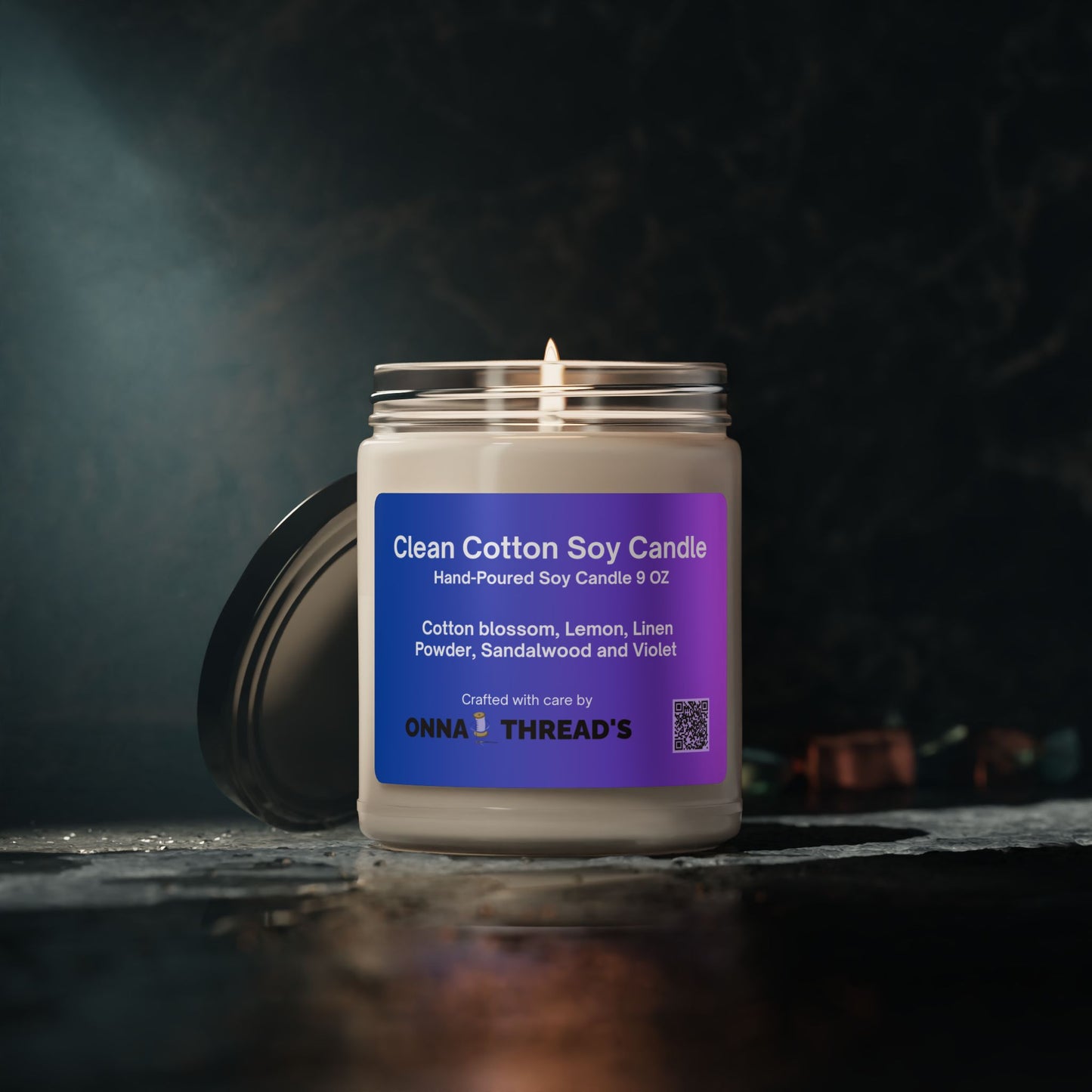Clean Cotton Scented Soy Candle, Aromatherapy Candle, Home Décor, Relaxation Gift, Eco-Friendly Candle, Vegan Soy Wax