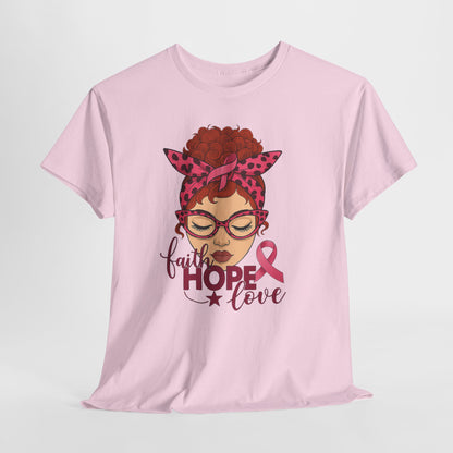 Hope, Faith & Love: Pink Ribbon Awareness Tee
