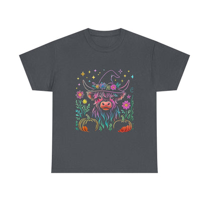 🎃 Magical Highland Cow Tee – Witchy Pumpkin Farm Shirt