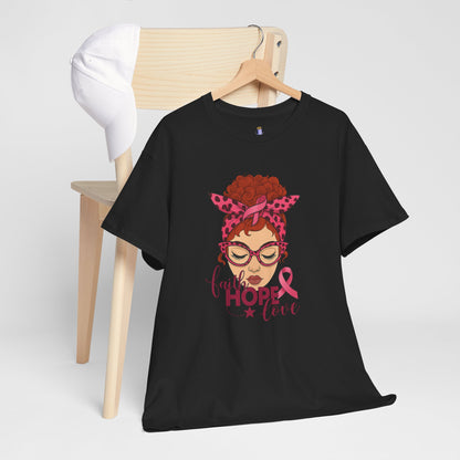 Empowering Cancer Awareness Tee, Hope Love Pink Ribbon Shirt, Inspirational Unisex Tee, Gifts for Breast Cancer Awareness, Supportive [...]