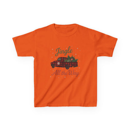 Jingle All The Way Dino Truck Kids Christmas Tee