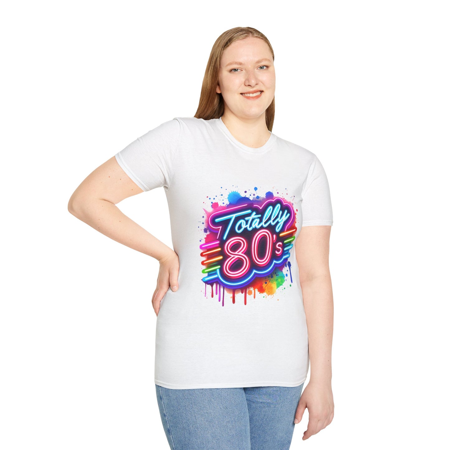 Totally 80s Unisex Softstyle T-Shirt – Retro Vintage Tee, Nostalgic Gift, Party Shirt, Perfect for 80s Theme Events, Festival Wear