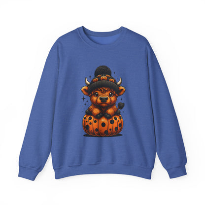 Halloween Cow Calf in Pumpkin Crewneck Sweatshirt