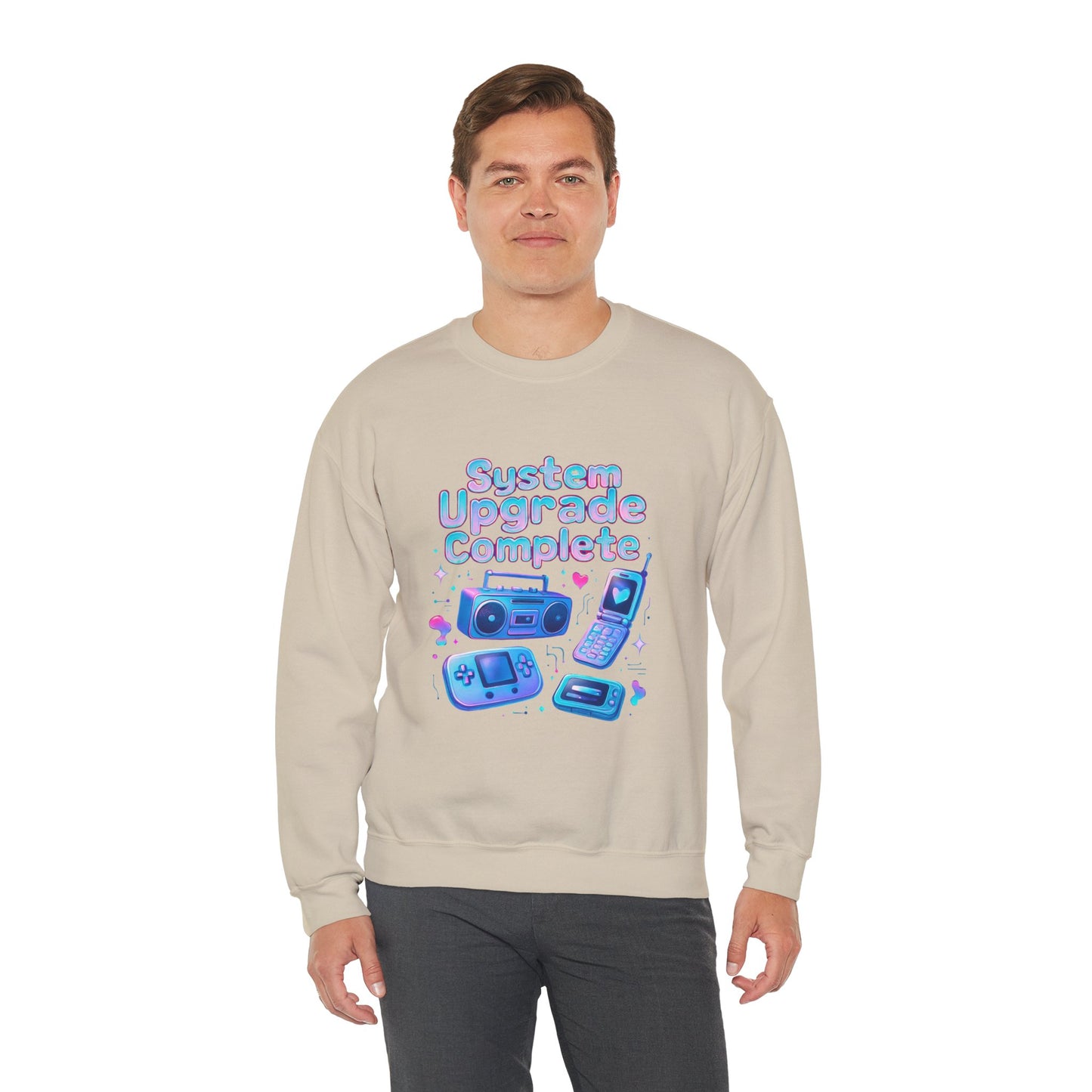 Crewneck Sweatshirt — "System Upgrade Complete" Retro Gaming Graphic