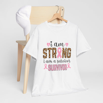 Strong Survivor Leopard Print Breast Cancer Tee