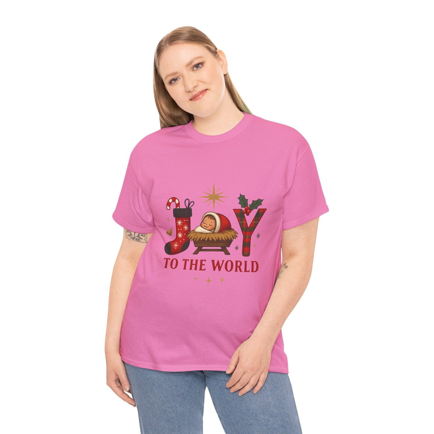 Christmas Joy Unisex Tee with Baby Jesus Illustration