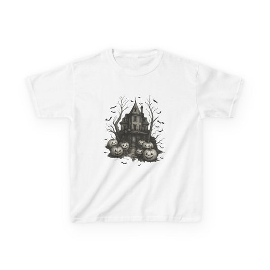 Spooky Haunted House Dino Tee - Halloween Kids Shirt