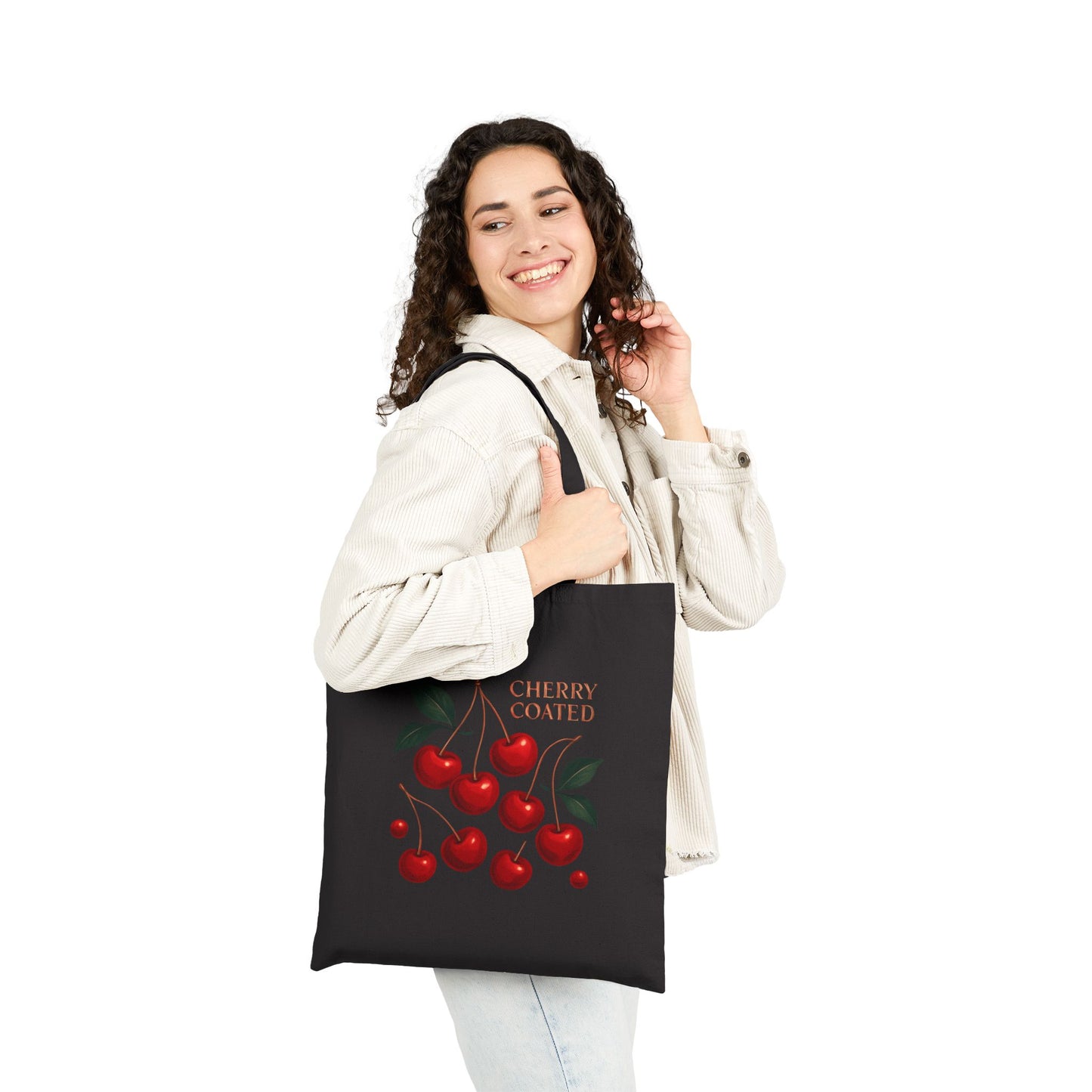 Cherry Coated Canvas Tote — Retro Cherry Grocery & Market Bag