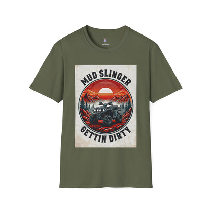 Mud Slinger Unisex Softstyle T-Shirt, Adventure Tee, Off-Road Enthusiast Shirt, Gift for Mud Lovers, Outdoor Sportswear, Gettin Dirty Tee