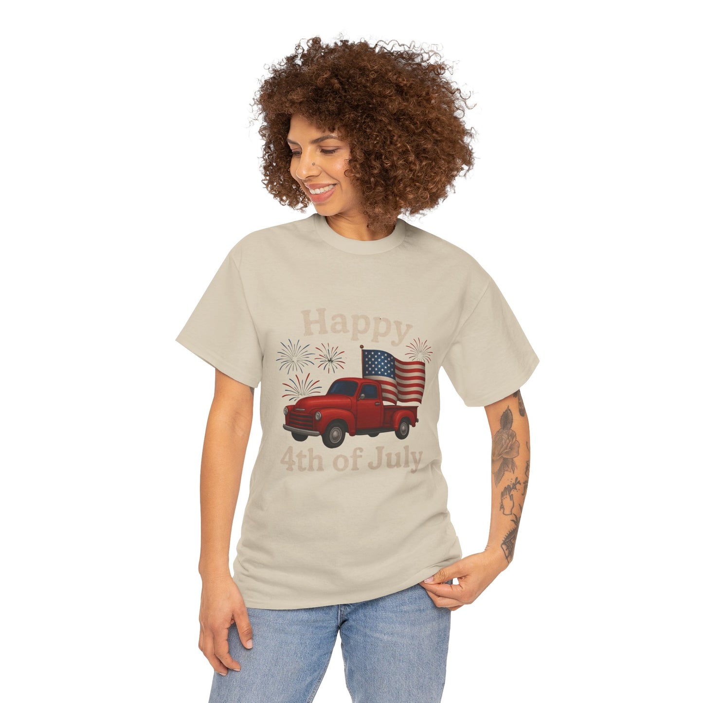 🚙 Happy 4th of July Truck Tee – Patriotic Vintage Pickup Shirt