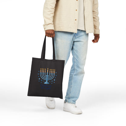 Hanukkah Menorah Tote Bag – "Celebrate the Light" Cotton Canvas Shopper