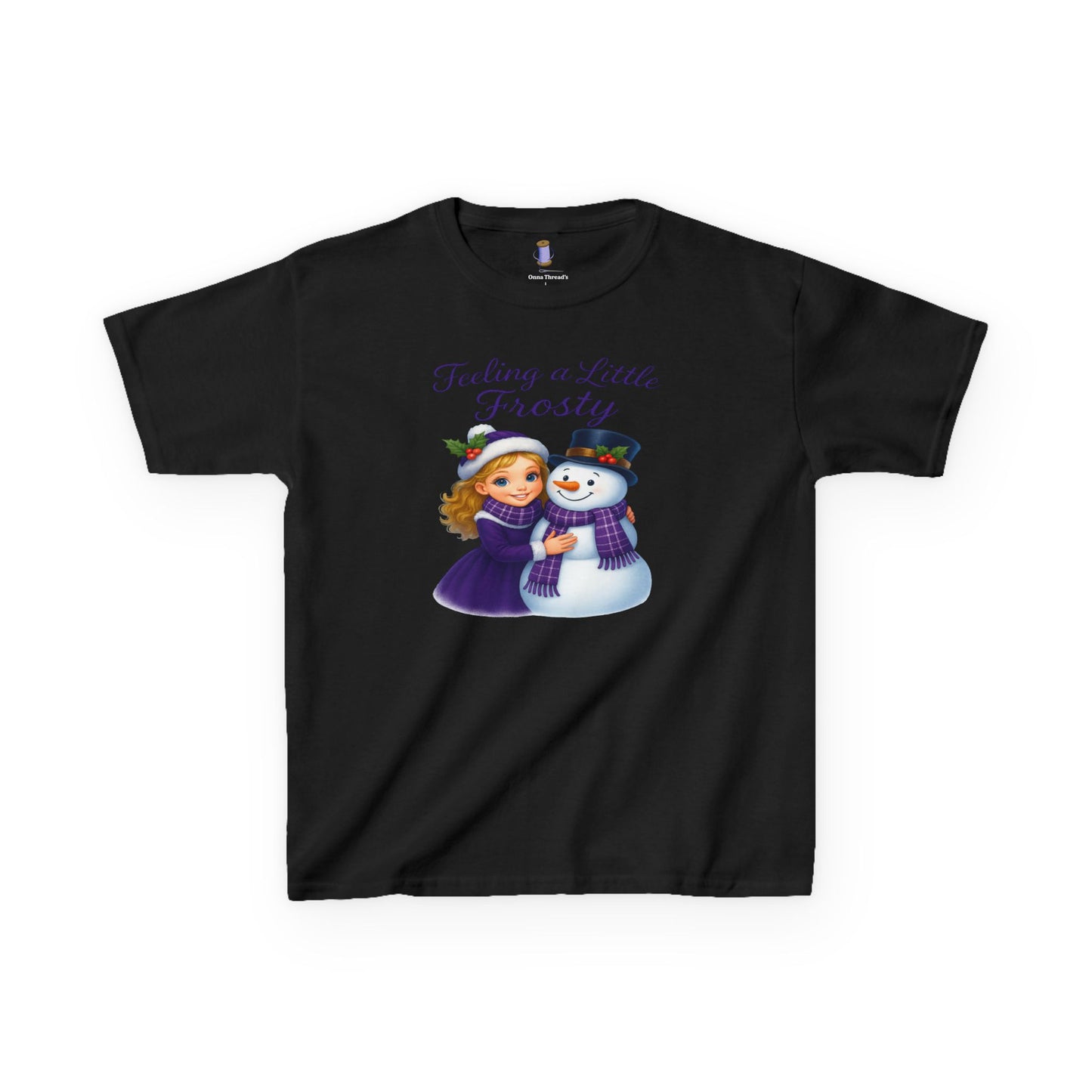 Kids Heavy Cotton™ Tee, Feeling a Little Frosty T-Shirt, Winter Tee, Holiday Gift for Kids, Cute Snowman Shirt, Fun Winter Apparel