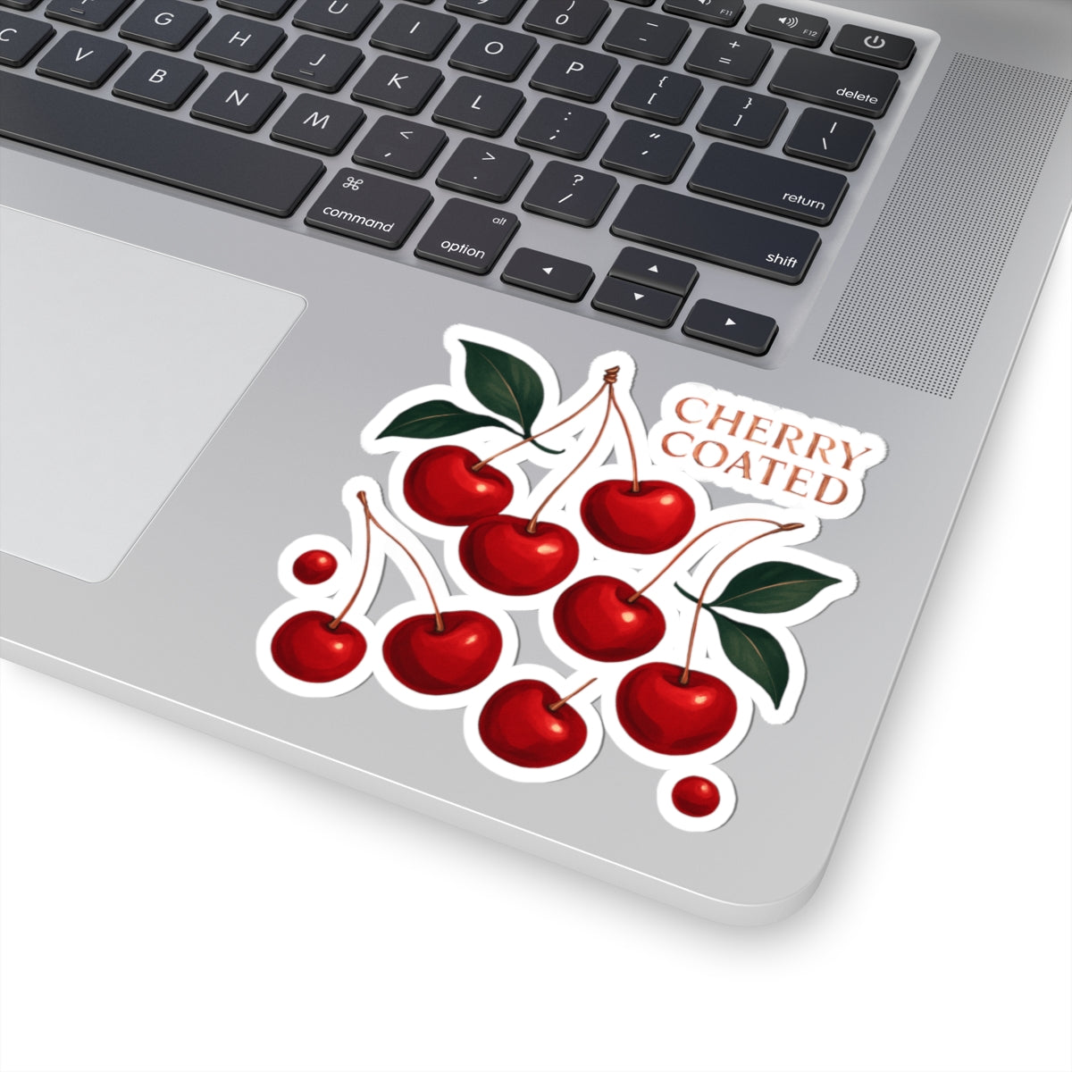 Cherry Coated Kiss-Cut Sticker — Retro Red Cherry Laptop Decal