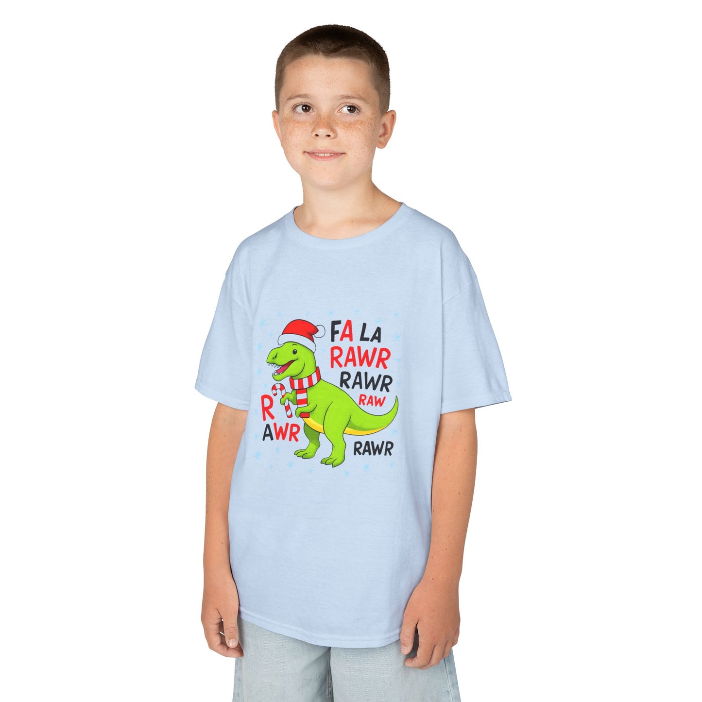 Holiday Dinosaur Kids Tee, Christmas Shirt, Fun Dinosaur T-Shirt, Kids Party Outfit, Cute Graphic Tee, Gift for Kids