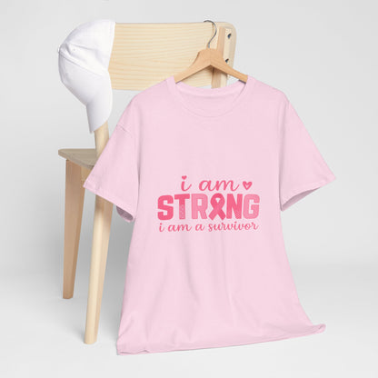 I AM STRONG - Pink Ribbon Breast Cancer Awareness Tee