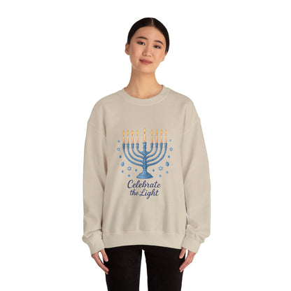 Hanukkah Menorah Sweatshirt - "Celebrate the Light" Holiday Crewneck