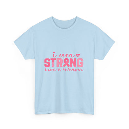 I AM STRONG - Pink Ribbon Breast Cancer Awareness Tee