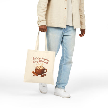 Cozy Moments Tote Bag — 'Indulge in Your Cozy Moments' Hot Cocoa Canvas Tote