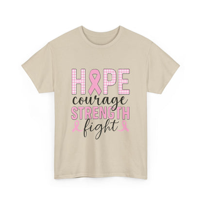 Hope, Courage & Strength Pink Ribbon Awareness Tee