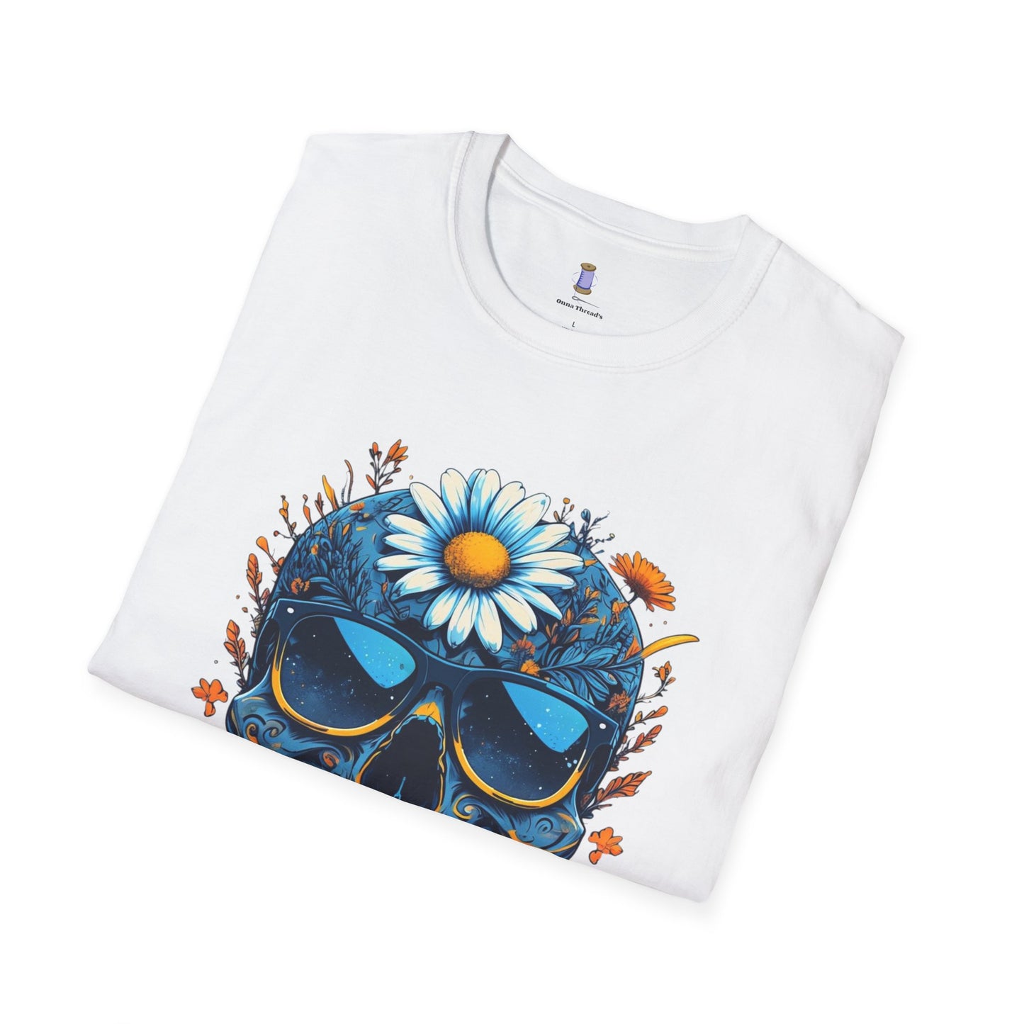 Bohemian Skull T-Shirt - Artistic Graphic Tee for Music Lovers, Festival Attire, Unique Gift, Unisex Softstyle Top
