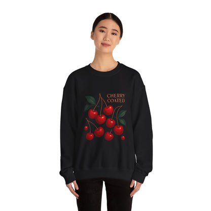 Cherry Coated Crewneck Sweatshirt — Retro Cherry Graphic Pullover