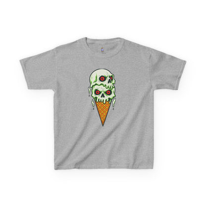 Kids Skull Ice Cream Tee, Cute T-Shirt for Kids, Halloween Apparel, Year-Round Fun, Trendy Summer Wear, Unique Gift Idea