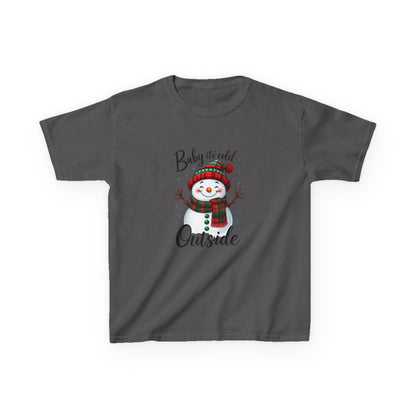 Baby It's Cold Outside Snowman Dinosaur Kids Tee