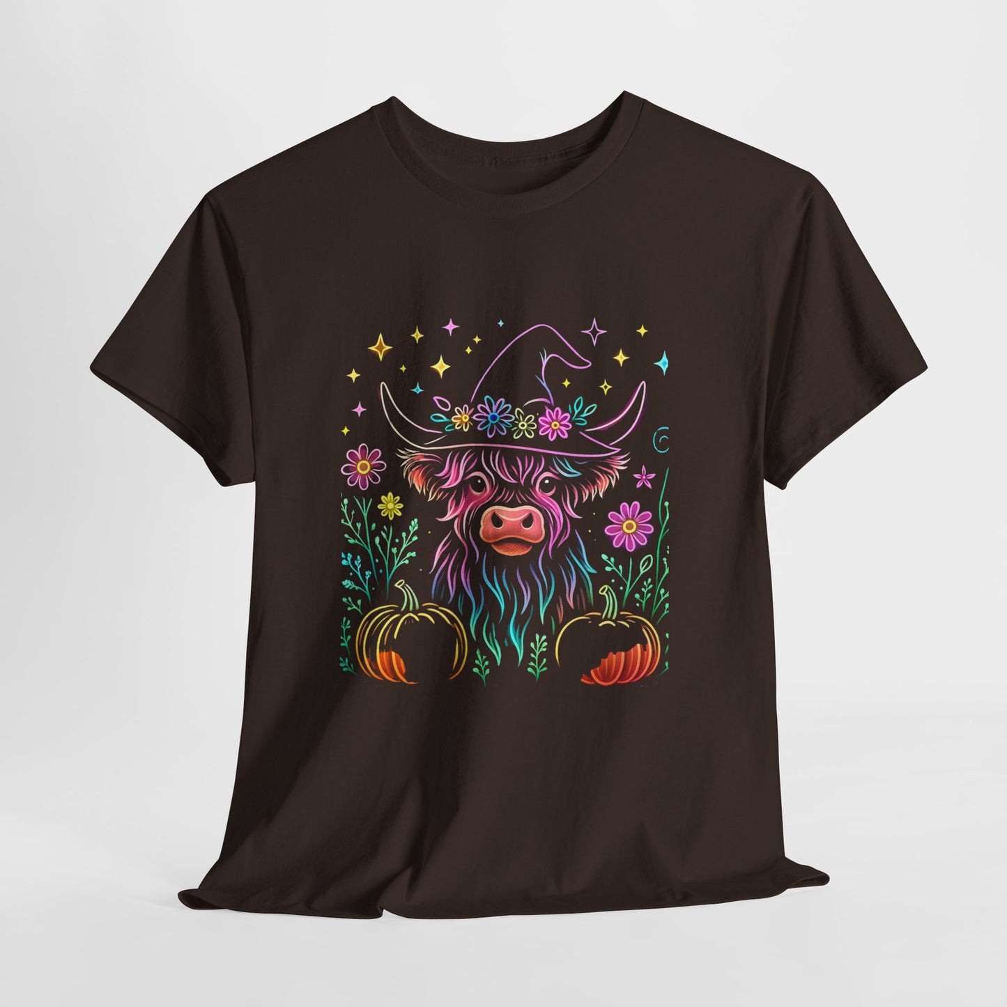 🎃 Magical Highland Cow Tee – Witchy Pumpkin Farm Shirt