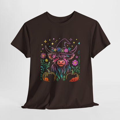 🎃 Magical Highland Cow Tee – Witchy Pumpkin Farm Shirt