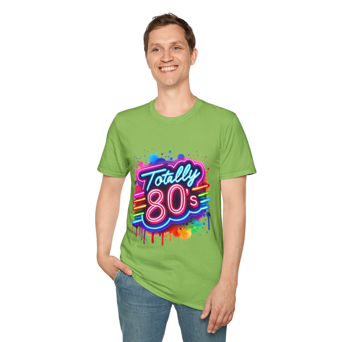 Totally 80s Unisex Softstyle T-Shirt – Retro Vintage Tee, Nostalgic Gift, Party Shirt, Perfect for 80s Theme Events, Festival Wear