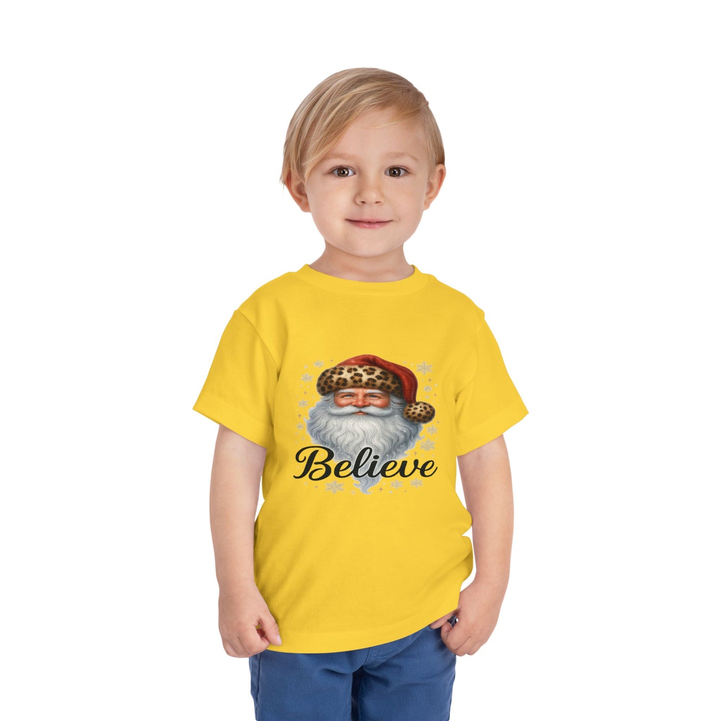 Believe Santa Leopard Print Toddler Christmas Tee