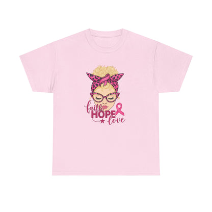 Hope Love Pink Ribbon Tee - Breast Cancer Awareness