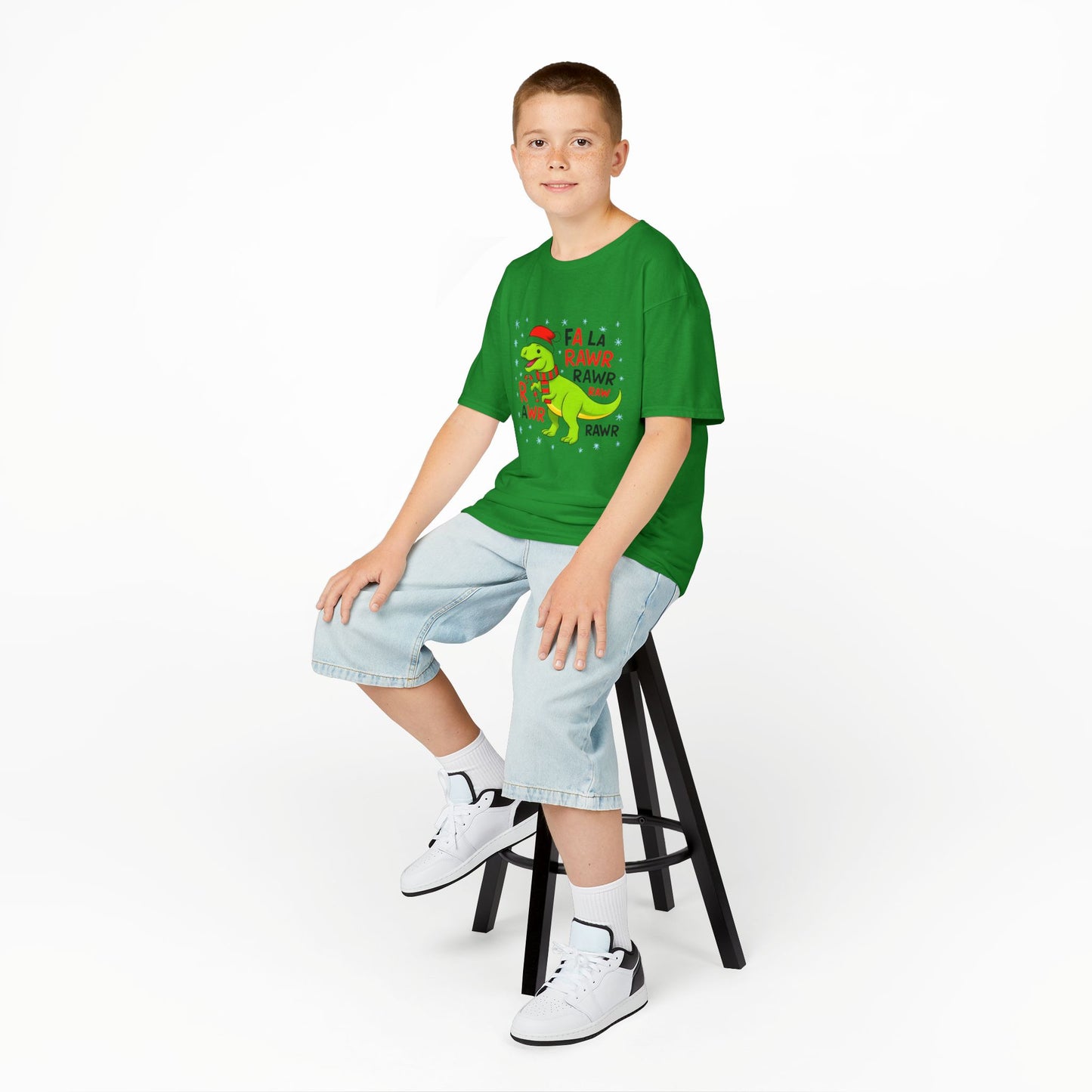 Holiday Dinosaur Kids Tee, Christmas Shirt, Fun Dinosaur T-Shirt, Kids Party Outfit, Cute Graphic Tee, Gift for Kids