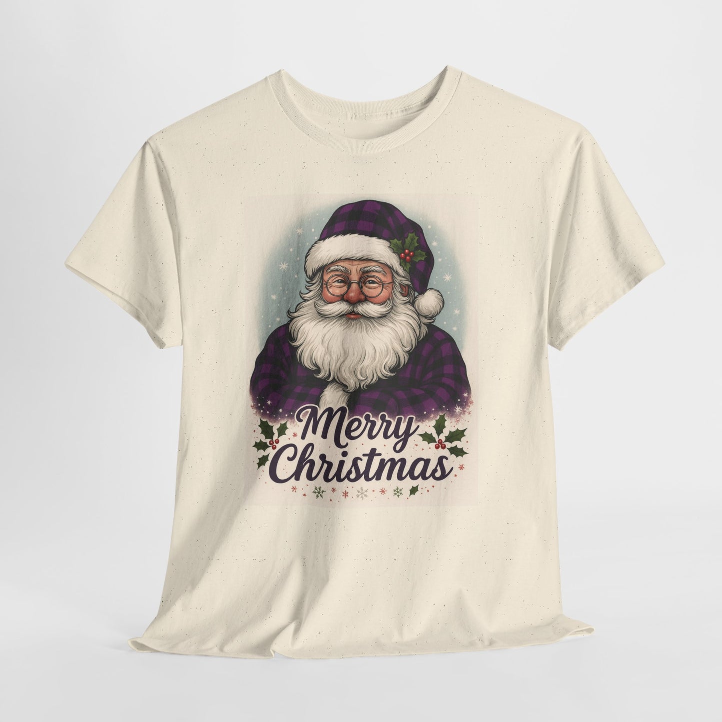 Retro Purple Plaid Santa