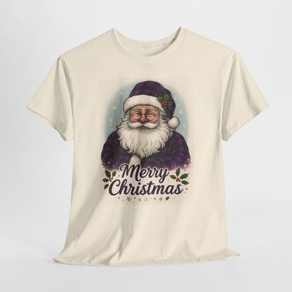 Retro Purple Plaid Santa