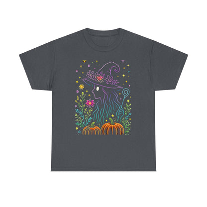 🌙 Whimsical Witch Cat Tee – Magical Halloween Pumpkin Shirt