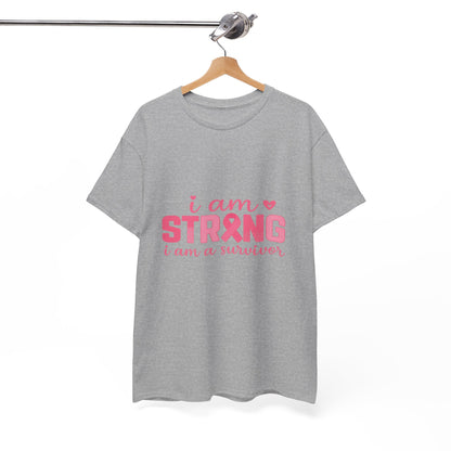 I AM STRONG - Pink Ribbon Breast Cancer Awareness Tee