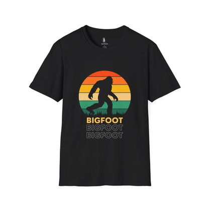 Bigfoot Adventure Unisex Softstyle T-Shirt, Casual Tee for Nature Lovers, Summer Vibe Shirt, Gift for Outdoor Enthusiasts, Hiking Apparel