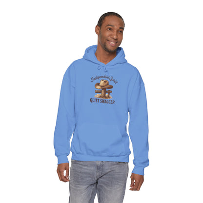 Quiet Swagger Hoodie – "Independent Spirit" Cowboy Hat Graphic Pullover