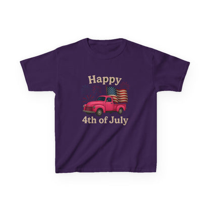 Retro 4th of July Pink Truck Tee - Kids' Patriotic Shirt