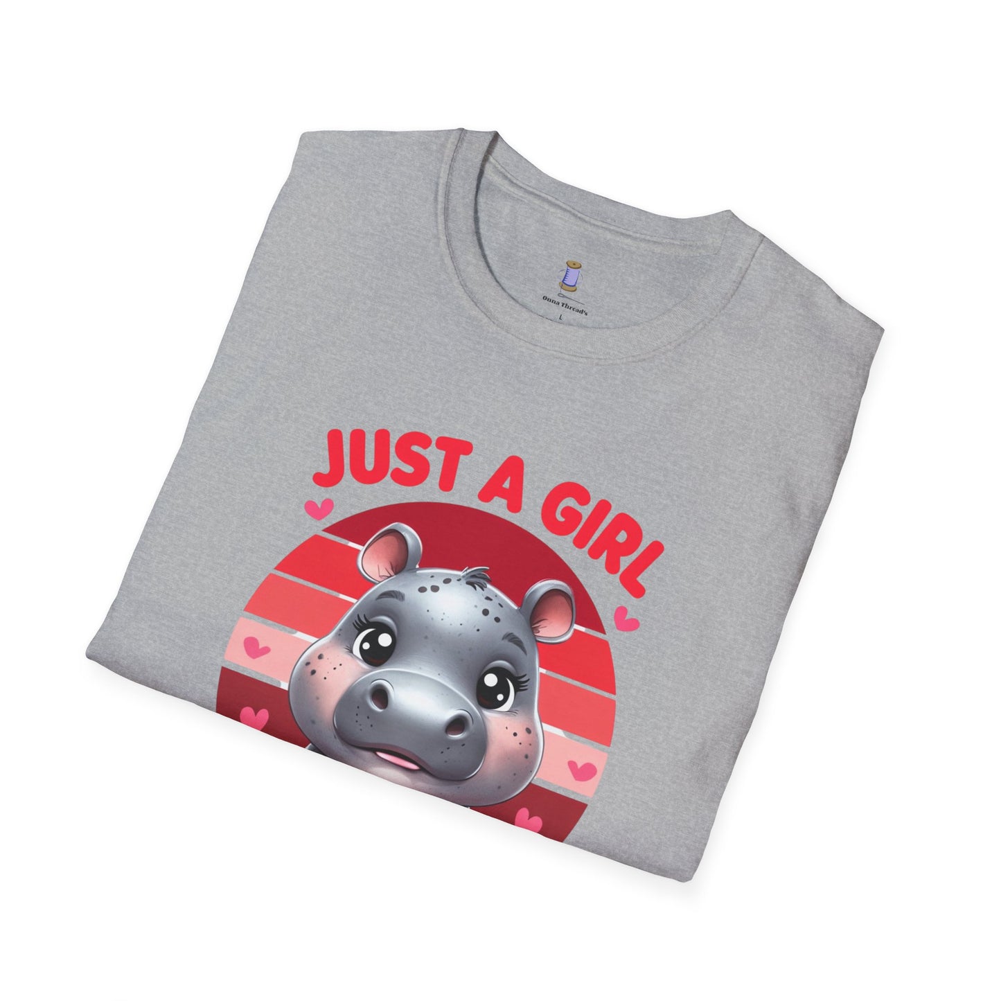 Just a Girl Who Loves Moo Deng Unisex Softstyle T-Shirt | Cute Hippo Tee, Animal Lover Shirt, Gift for Kids, Summer Wear, Birthday Present