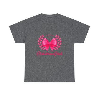Christmas Tee with Pink Bow and Candy Cane Christmas Club Text