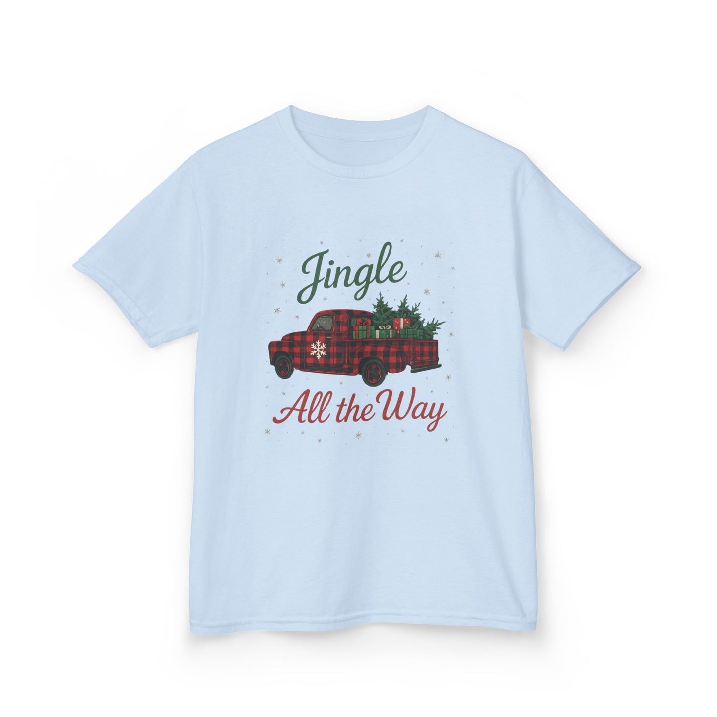 Jingle All The Way Dino Truck Kids Christmas Tee