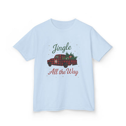 Jingle All The Way Dino Truck Kids Christmas Tee