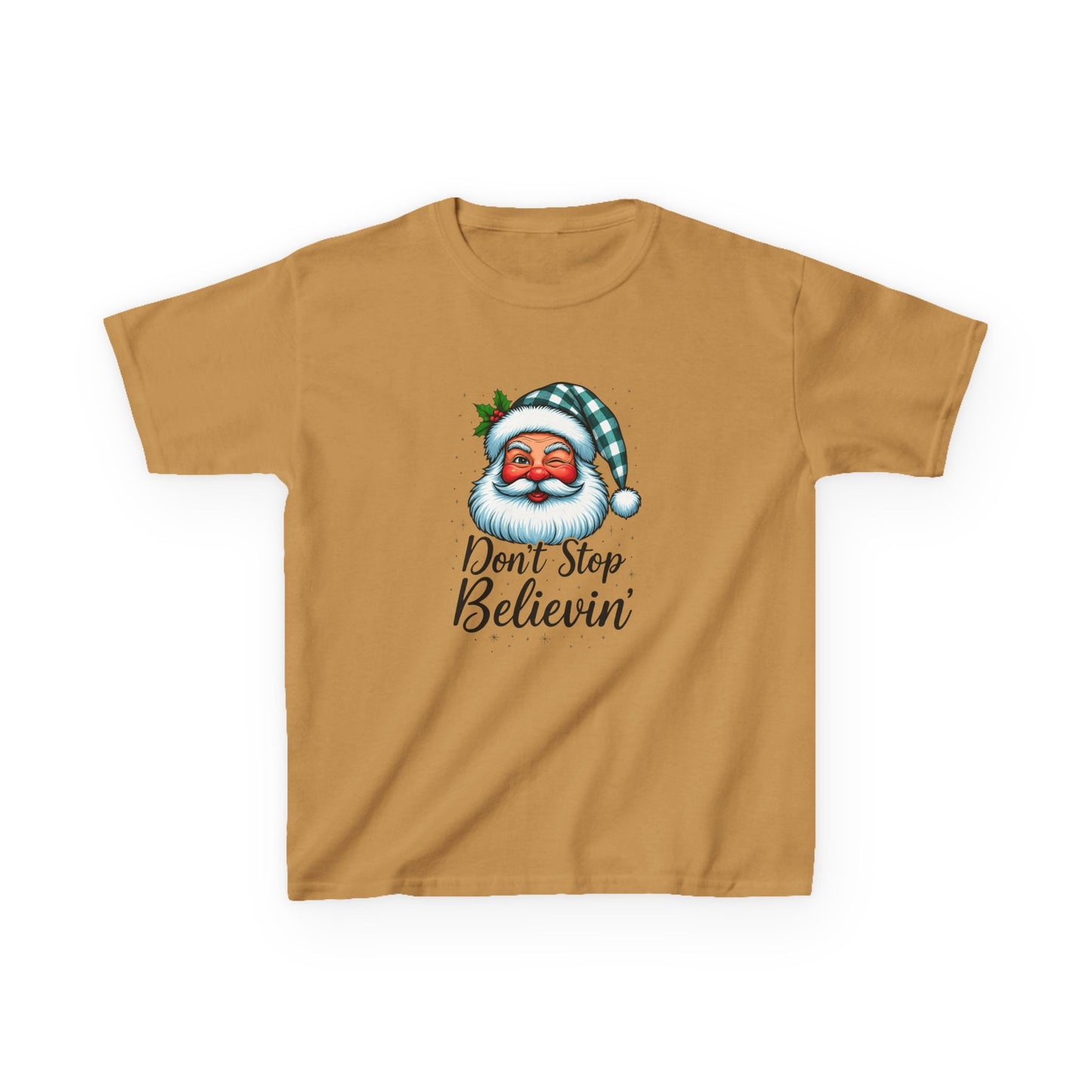 Santa Dino Don't Stop Believin' Kids Christmas Tee