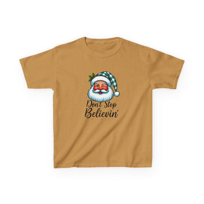 Santa Dino Don't Stop Believin' Kids Christmas Tee