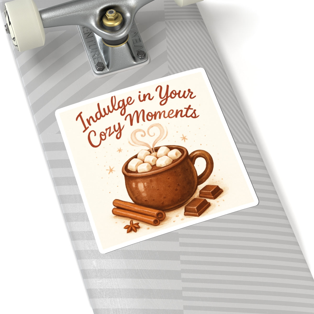 Cozy Hot Chocolate Sticker — "Indulge in Your Cozy Moments" Kiss-Cut Decal