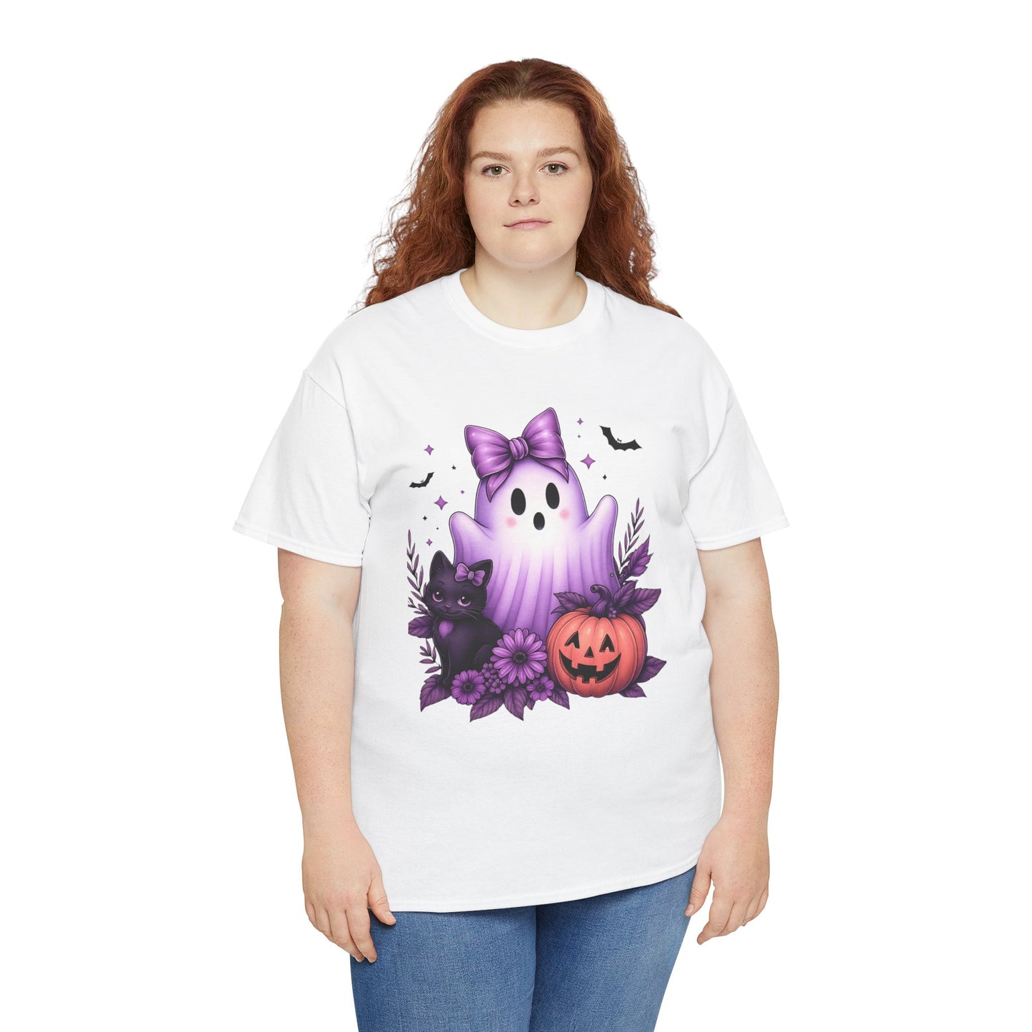 Pastel Halloween Ghost Cat Tee