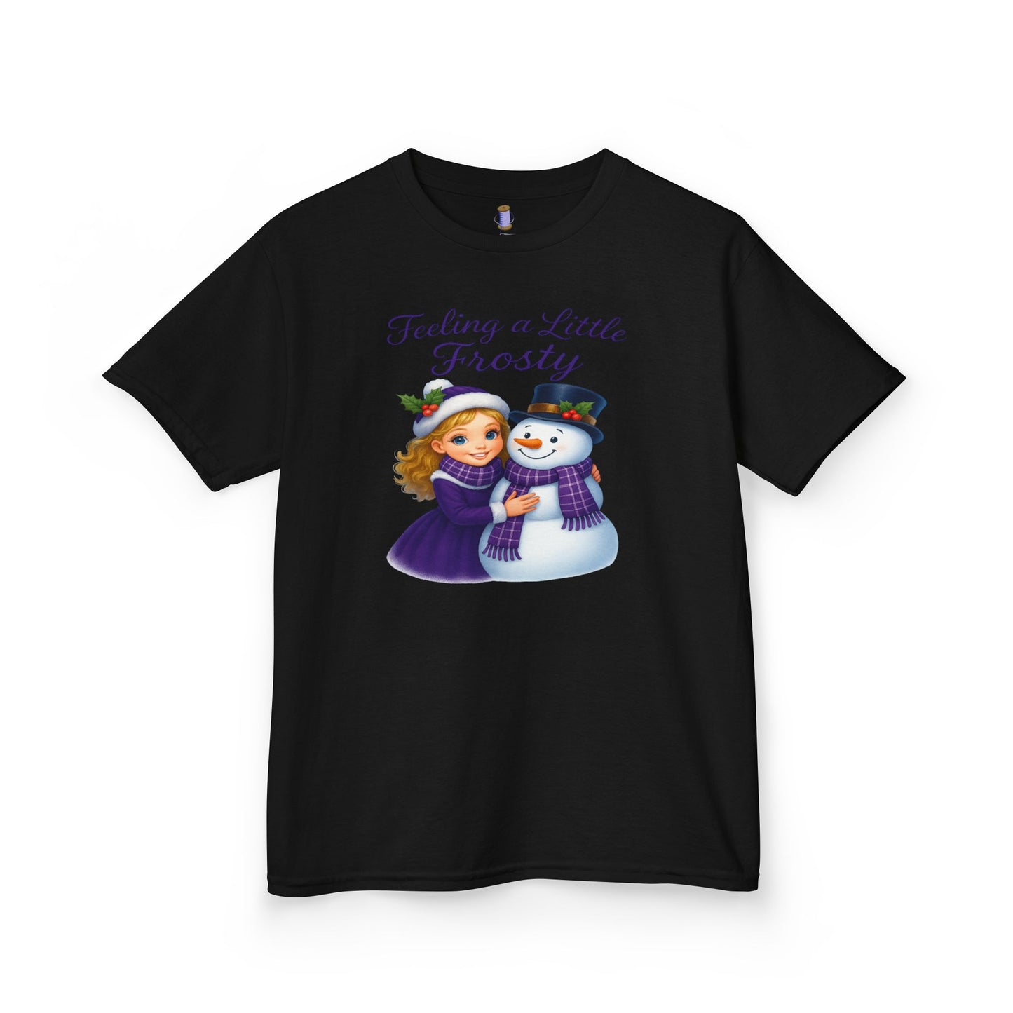 Kids Heavy Cotton™ Tee, Feeling a Little Frosty T-Shirt, Winter Tee, Holiday Gift for Kids, Cute Snowman Shirt, Fun Winter Apparel